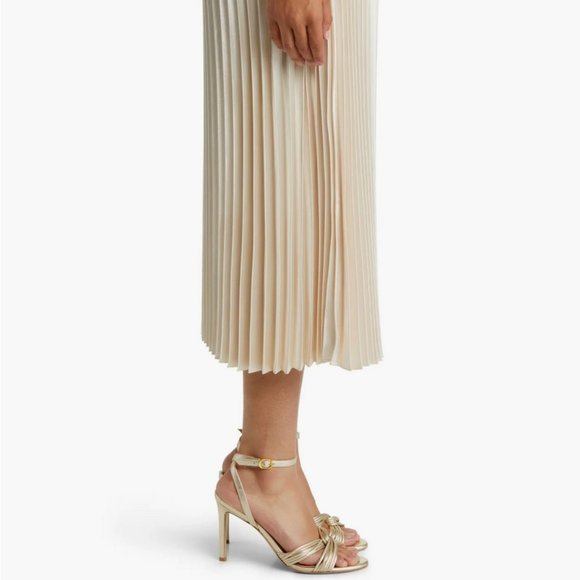 NEW HOST PICK✅Anne Klein Pleated Satin Skirt size S shining Latte shade - Picture 10 of 15